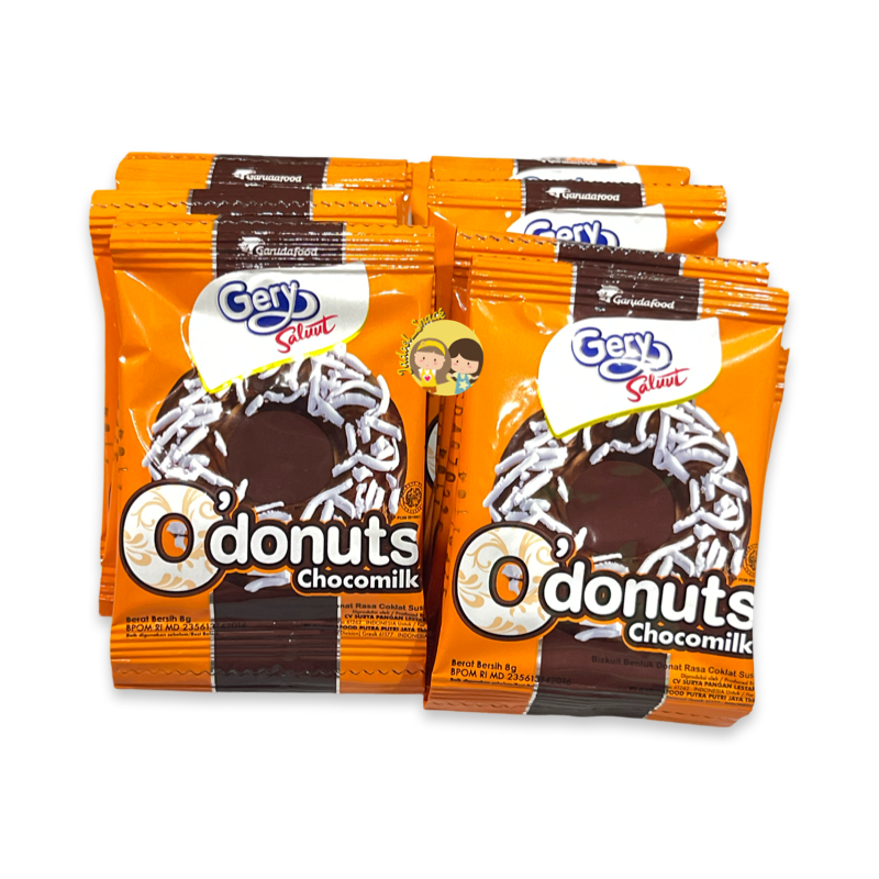 

GROSIR - Gery O'Donuts 24 X 8 Gr Biskuit chocomilk rasa cokelat susu by Jadoel Snack