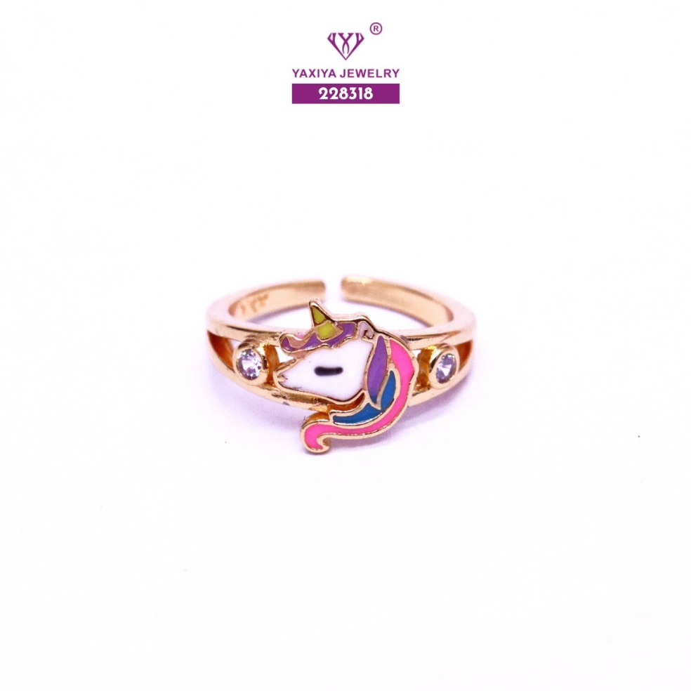 B9 Yaxiya Cincin Anak Kuda Poni Perhiasan Lapis Emas 18K 6 26