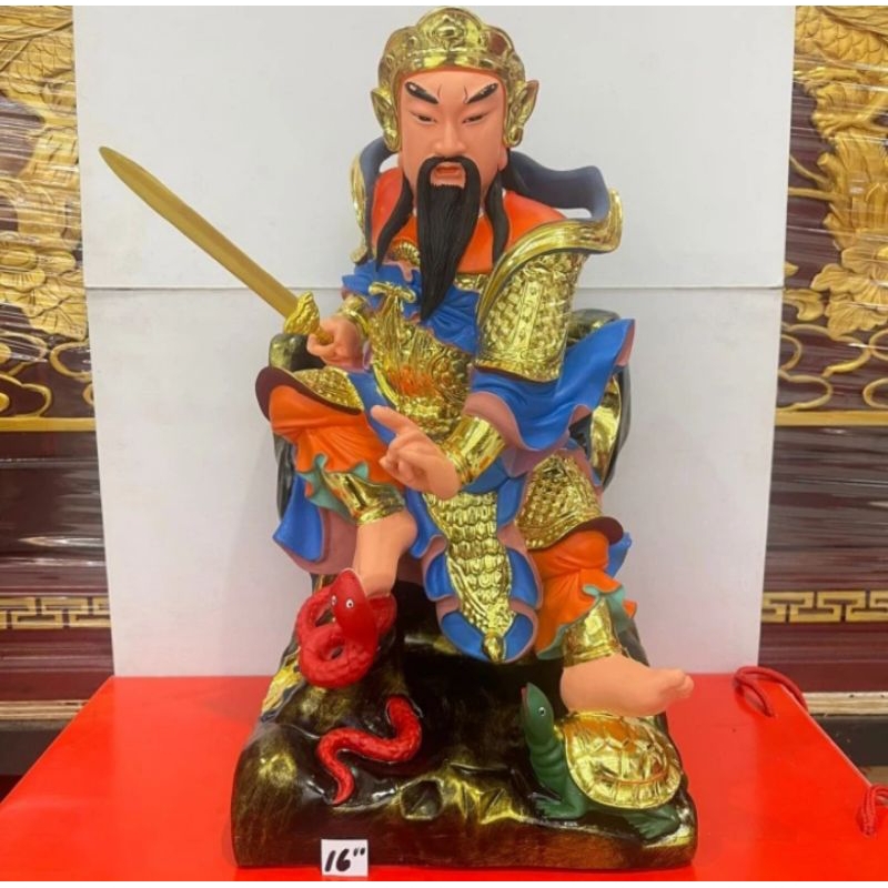 patung dewa hian tian shang ti/ siong te kong- fiber - 16 inch