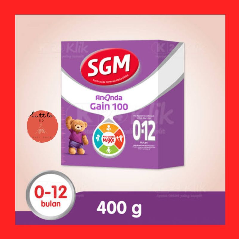 SGM ANANDA GAIN 100 0-12BULAN - SUSU UNGU PERTUMBUHAN FORMULA 400 GR