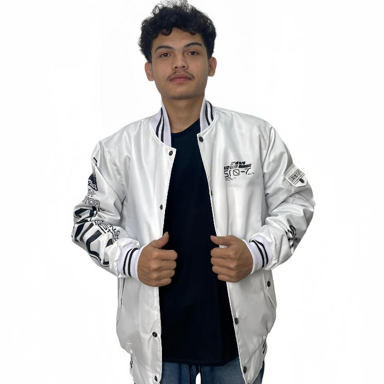 JAKET BOMBER PUTIH DEWASA - BOMBER SKYONE TERBARU - BOMBER UNISEX PRIA WANITA