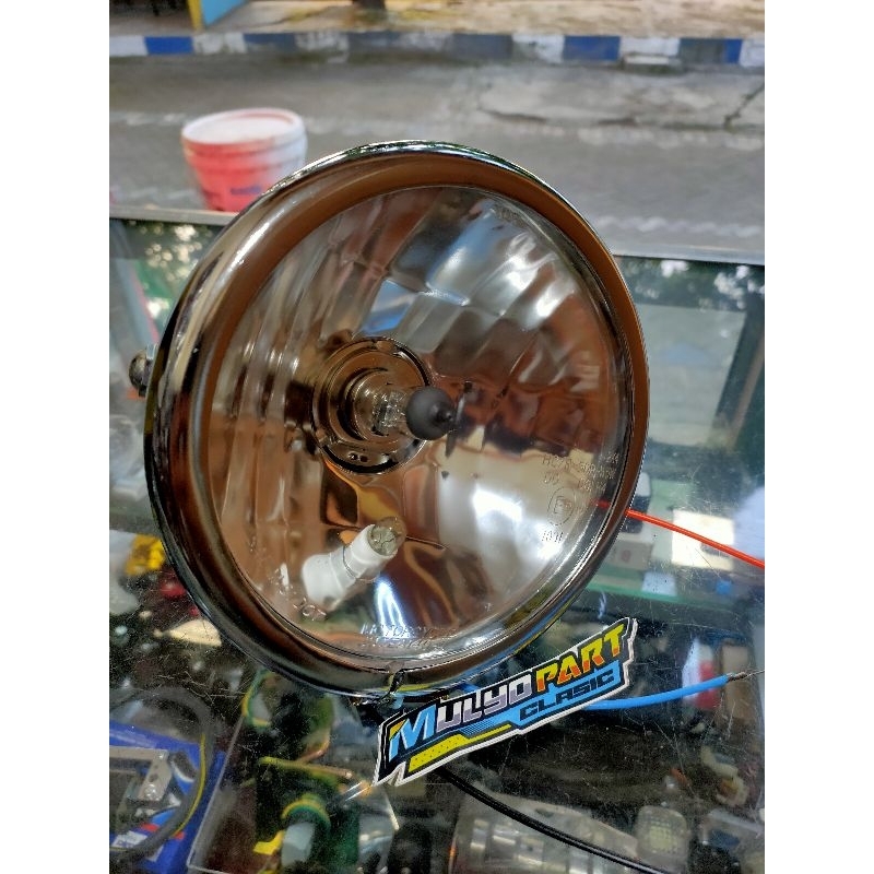 lampu depan lampu pesek JUTE hadlamp jute 5,7inch kaca bening universal jute