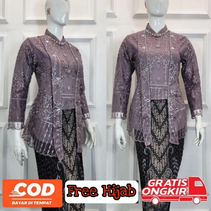 (COD) Kebaya Kutu Baru Hijab | Kebaya Wisuda | Kebaya Pesta Kebaya Modern Kebaya Pendek Free Hijab