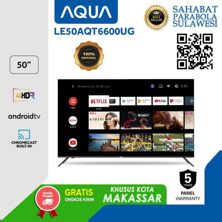 Aqua LE50AQT6600UG Led Smart Android TV 4K TV 50 Inch