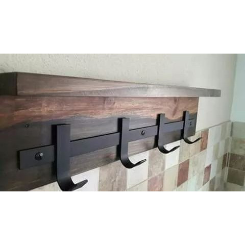 Top Hook Kapstok Besi Kayu Gantungan Baju Cantolan Dinding Kamar Hitam Serbaguna