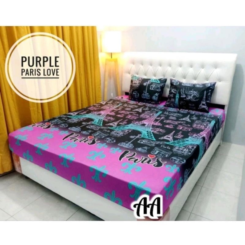 SPREI PREMIUM MOTIF MENARA EIFFEL EIFEL PARIS PURPLE LOVE STAR 90/100/120/140/160/180/200 TINGGI 30C