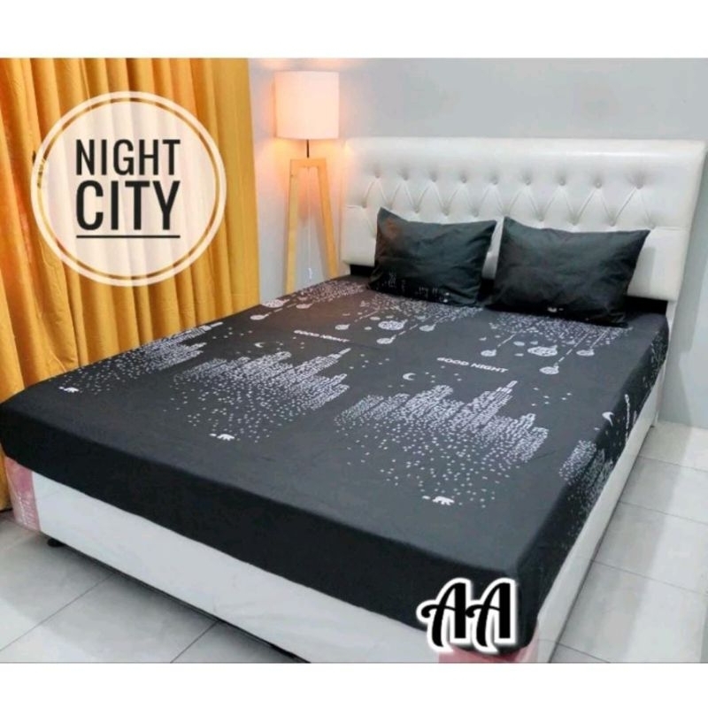 SPREI PREMIUM MOTIF NIGHT CITY 90/100/120/140/160/180/200 TINGGI 30CM 30 CM / SPREI MINIMALIS GEDUNG