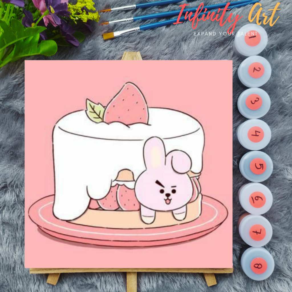 Paint by Number BTS BT21 Army Tata Koya RJ Shooky Mang Chimmy Cooky - DIY Kit Melukis Kanvas 20x20 c