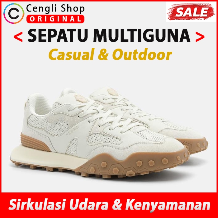 SEPATU SNEAKER PEDRO PRIA ORIGINAL CASUAL KETS BRANDED PUTIH PM123