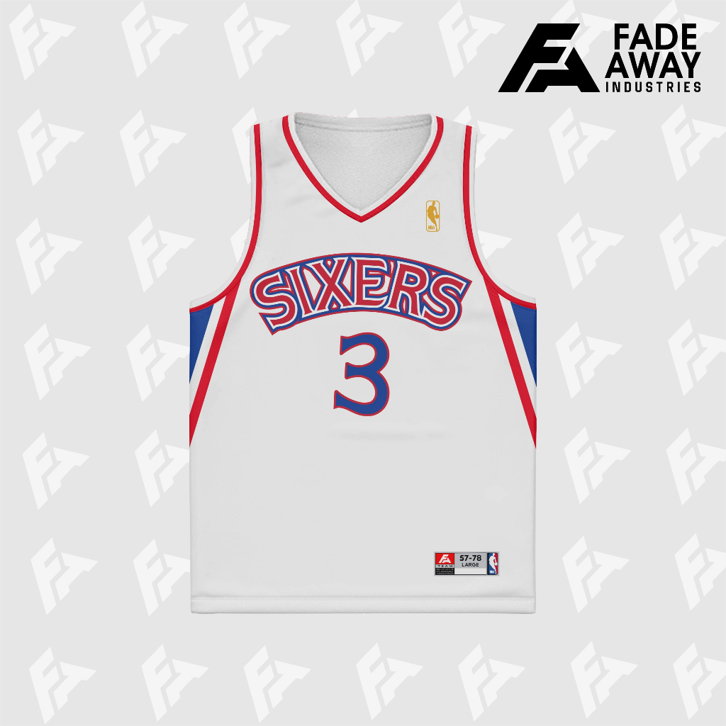 Jersey Basket NBA Sixers Iverson #3 White - Dewasa & Anak