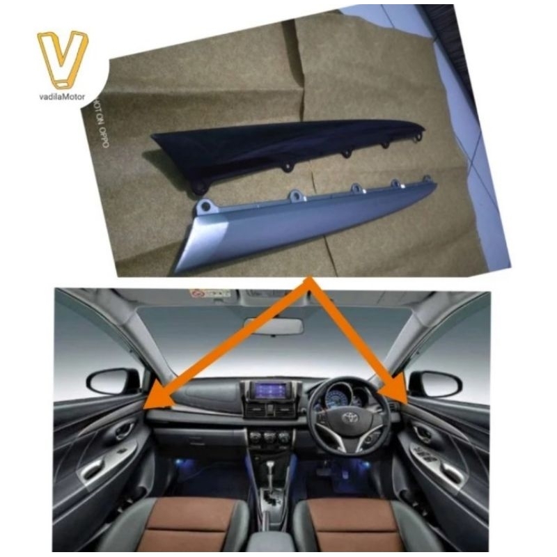 panel trime atau garnish pintu yaris vios trd 2013-2018 hitam glossy dan silver part original