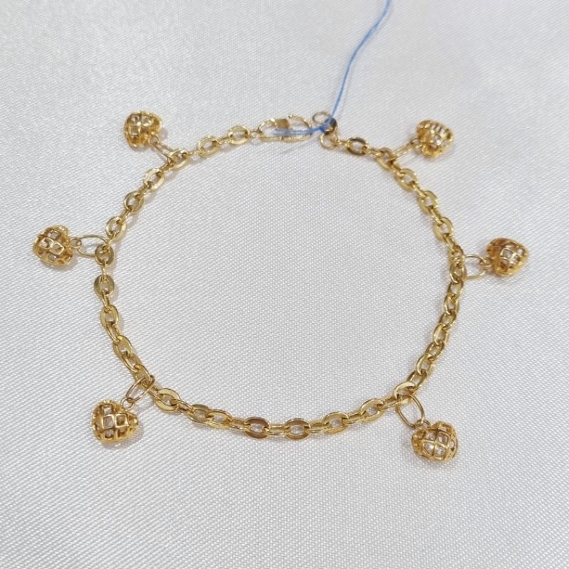 8K / 4.35 gr / 18 cm - Gelang Rantai Hati Emas Muda Asli Kadar 375 - PJ