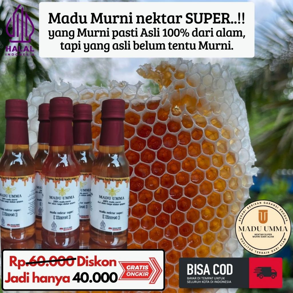 

MADU UMMA MADU MURNI KARET SUPER, Asli murni nektar alami tanpa olahan apapun