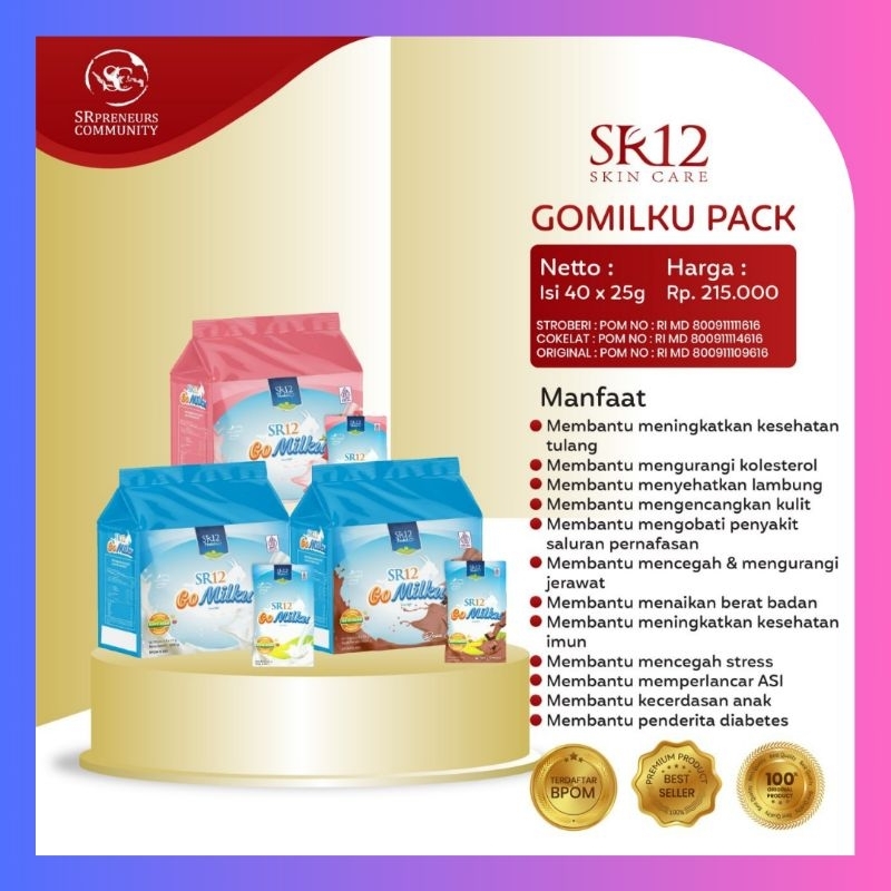 

Gomilku Sachet SR12 Pack Coklat Strawberry Original Susu Kambing Etawa Bubuk