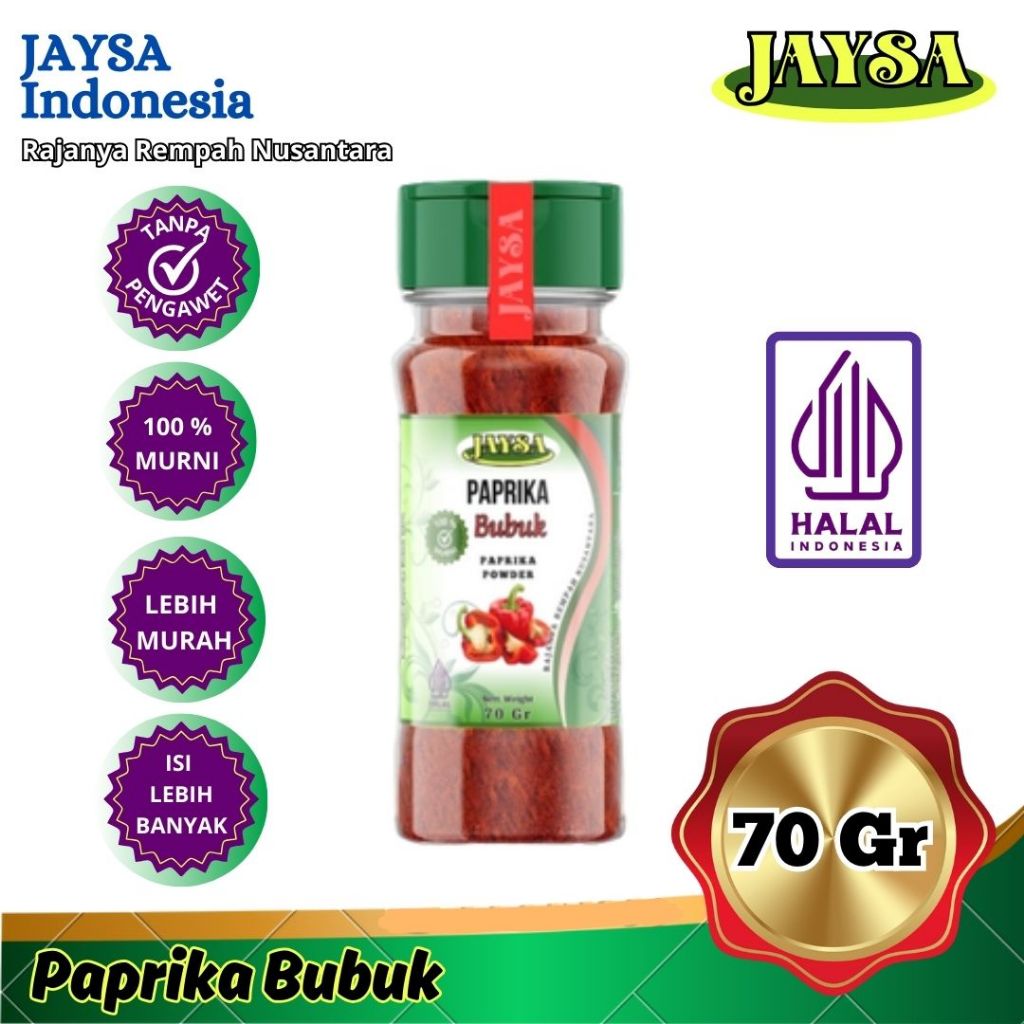 

JAYSA Paprika Bubuk 70 gr/ Paprika Powder / Ground Paprika / Paprika Merah Bubuk / Red Paprika Powder / Paprika Bubuk Murni / Paprika Bubuk Super / Paprika Bubuk Premium / Bell Pepper Powder
