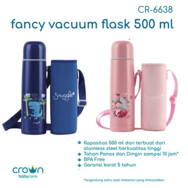 Promo Crown Termos Minum Snuggle Fancy Vacuum Tas 500Ml Cr6638 Botol Vakum Tahan Air Panas Dingin