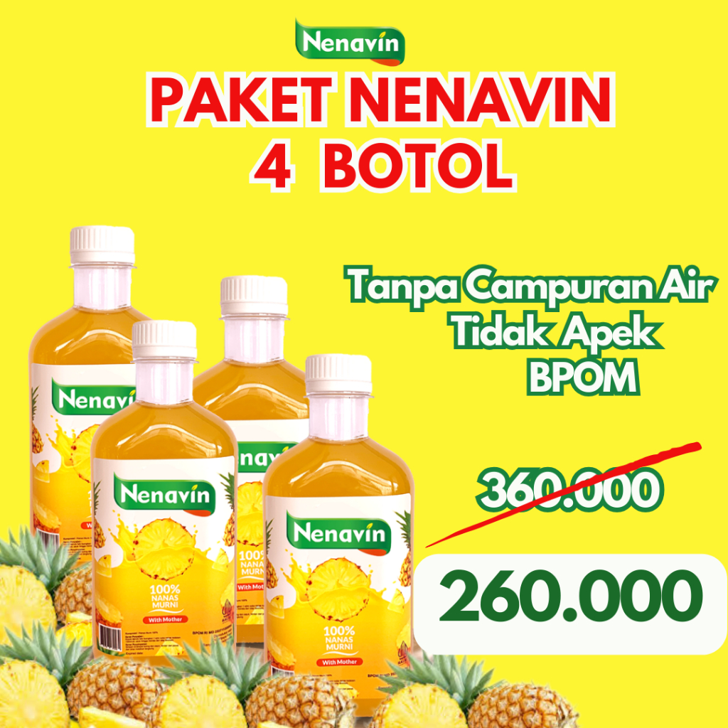 

Nenavin Cuka Nanas Original 4 Botol BPOM dan Halal