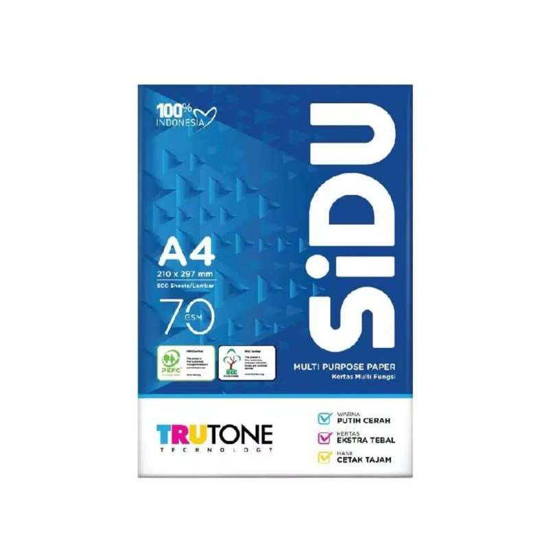 

Kertas SIDU A4 70 GSM 1 Rim / kertas fotocopy A4 500 lembar