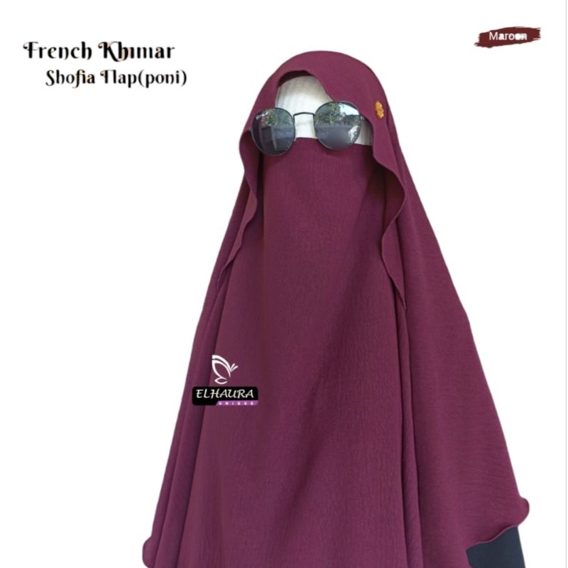 Khimar french Khimar poni free cadar tali jasmine crincle airflow hijab bergo jilbab elhaura