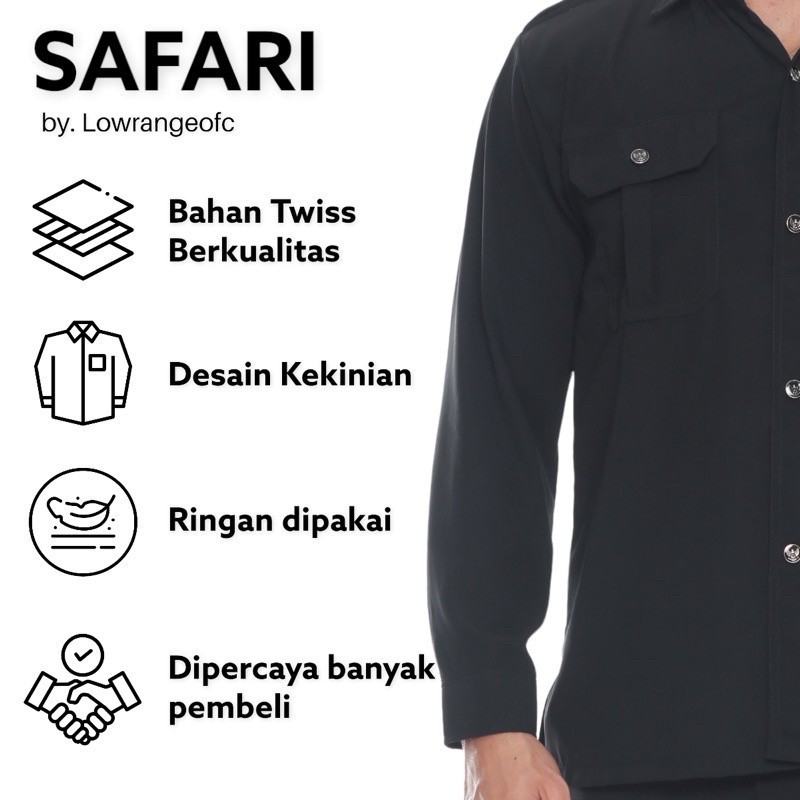 Setelan Seragam Safari Security Satpam / Setelan Safari Security / Baju Safari