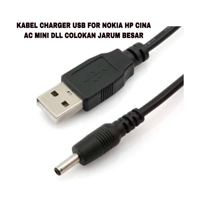 70cm KABEL CHARGER USB FOR Kipas mini Senter Kepala NOKIA HP CINA AC MINI DLL COLOKAN JARUM BESAR