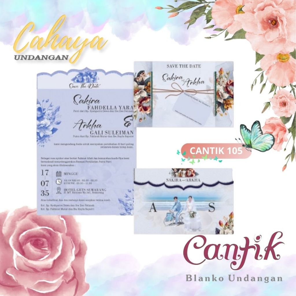 Blangko Undangan Kertas Undangan Pernikahan CANTIK 105 Harga Termurah Gratis File Setting