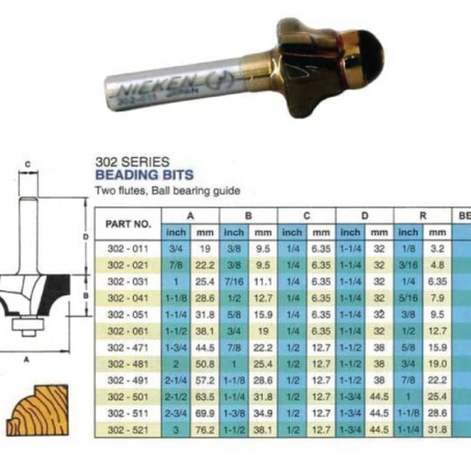 SOLID Router Bits 302-011 ( Mata Profil Beading Bit 3.2mm )