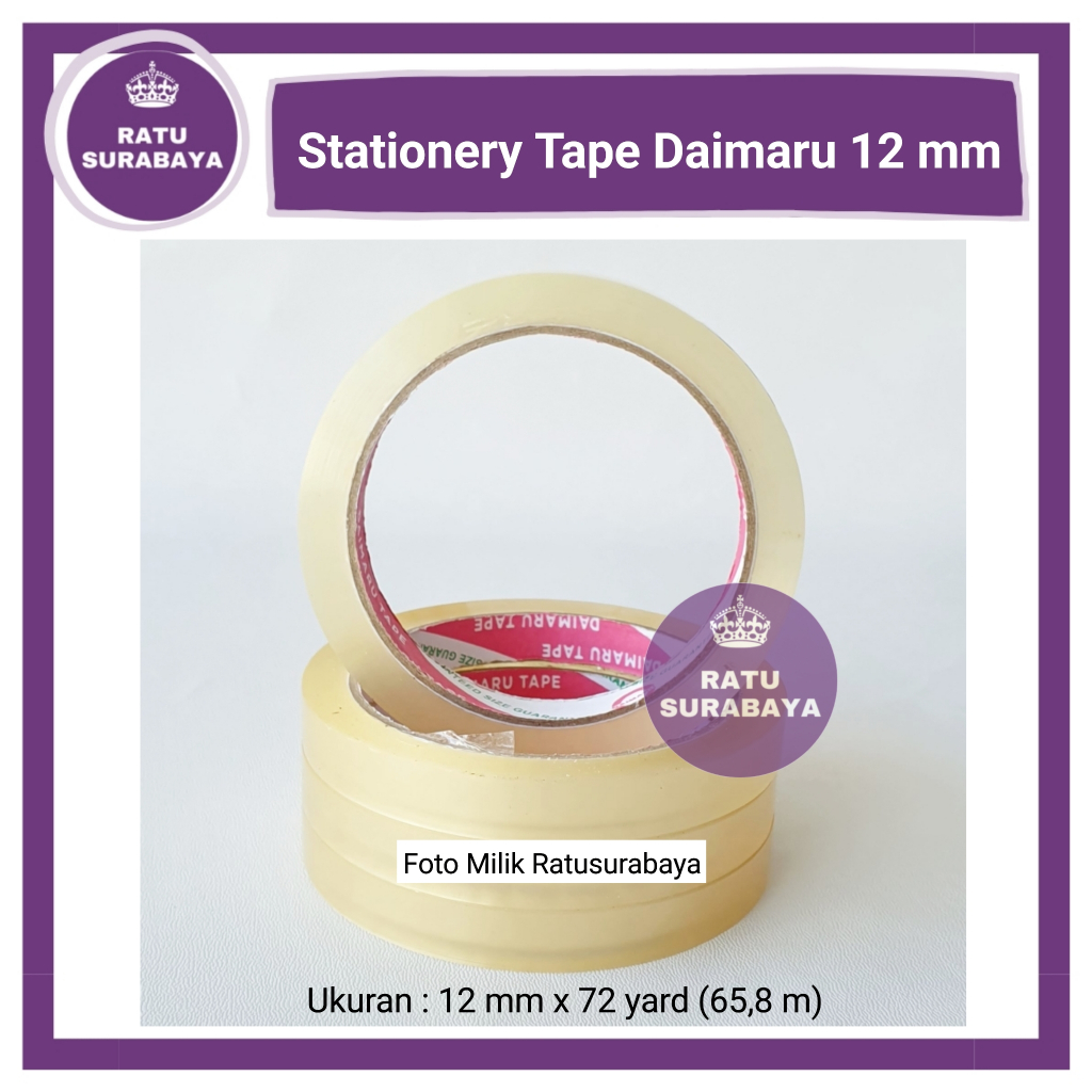 

Lakban Selotip Stationery Tape Daimaru uk 12mm x 72y Isolasi Bening Murah