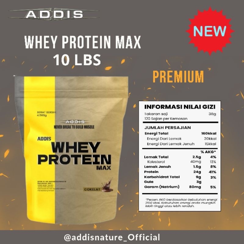 PROMO ADDIS WHEY PROTEIN MAX 10 LBS SUSU DIET PROTEIN TINGGI OLAHRAGAWAN BPOM HALAL
