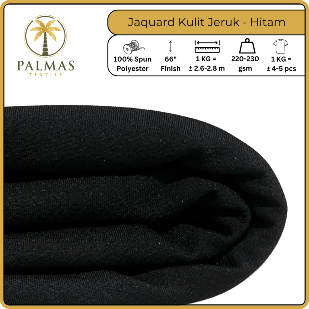 Kain Jaquard Kulit Jeruk - Hitam (Bahan Kaos)