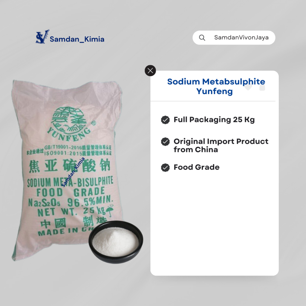 Sodium Metabisulfit / Natrium Metabisulfit (SMB) Food Grade Ex. Yunfeng (China) - 25 Kg