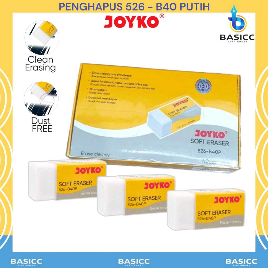 

Joyko Eraser Penghapus Kecil 526-B40P | 1 Kotak=40Pcs