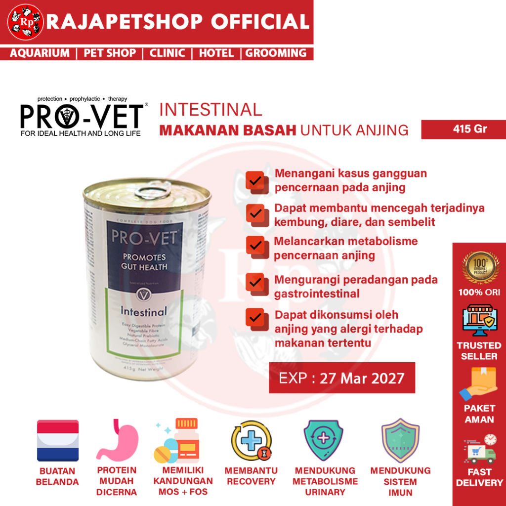 PROVET DOG CANNED INTESTINAL MAKANAN BASAH UNTUK ANJING GANGGUAN PENCERNAAN 415 GR