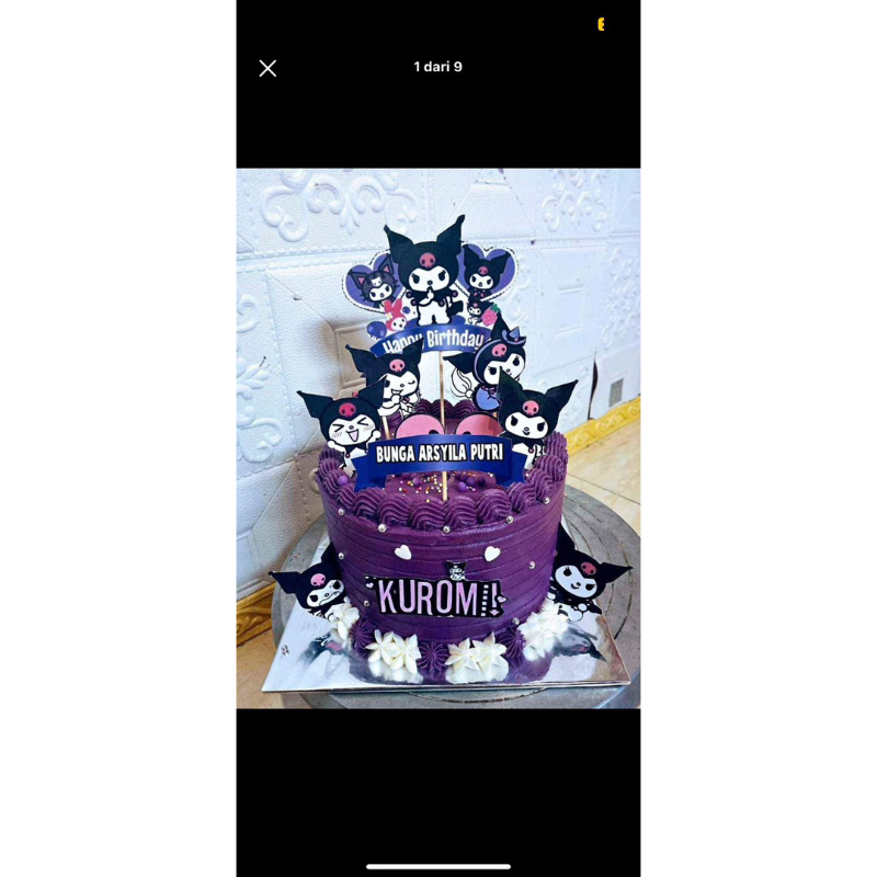 

KUE ULANG TAHUN KUROMI/BEBAS CUSTOM/FREE LILIN DAN PISAU CAKE