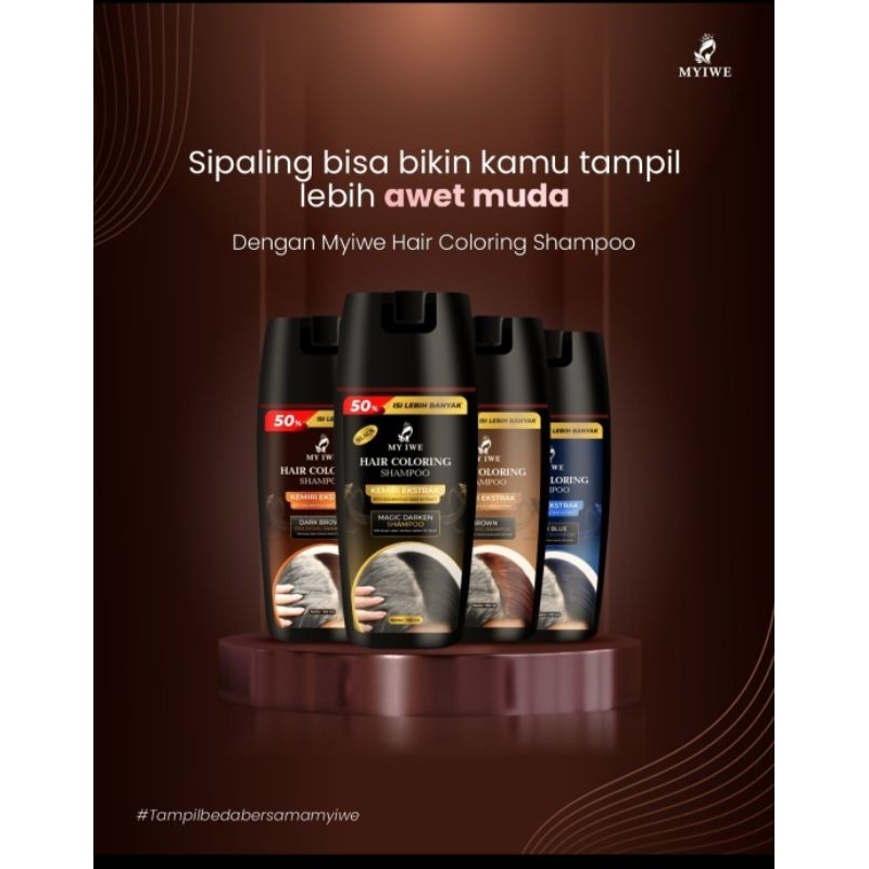 MyIwe Hair Coloring Shampoo Penghilang Uban Original - Shampo Penghitam Rambut Uban Permanen Ori - S