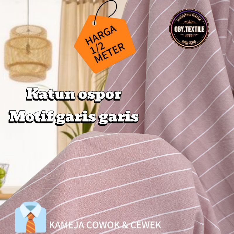 Kain Katun Ospor Garis-Garis Rekomendasi Kemeja Cowok/Cewek