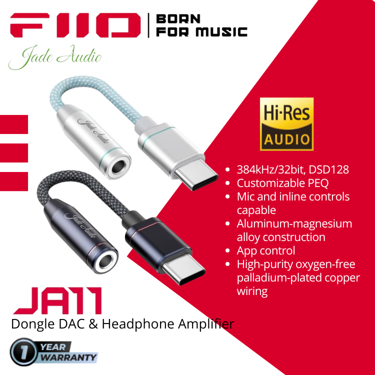 FiiO Jade Audio JA11 / JA-11 / JA 11 USB Type C to 3.5mm Earphone/Headphone DAC and Amplifier For