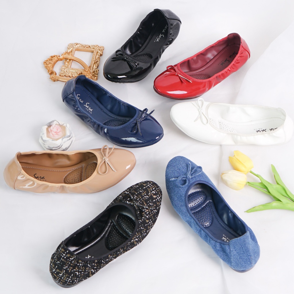 SARA SARA YUK - YOGA Sepatu Flat Shoes Wanita Untuk Kerja kantor Spatu Flatshoes Cewek Kuliahan Jala