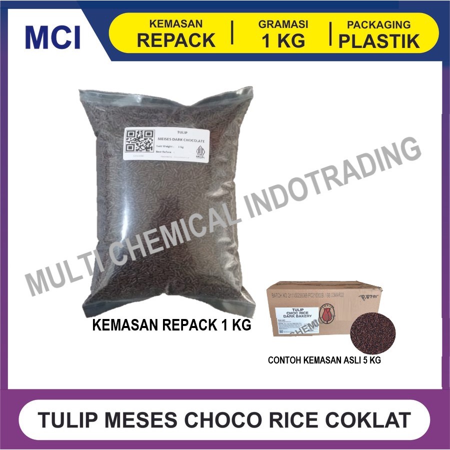 

TULIP MESES COKLAT DARK BAKERY CHOCORICE REPACK 1 KG / MEISES / CERES