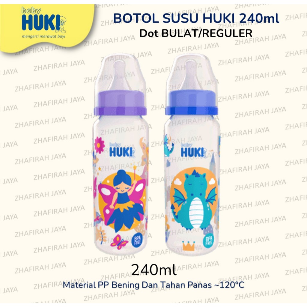 HUKI Botol Susu Dot BULAT 240ml Botol Susu HUKI 240ml Dot Bulat