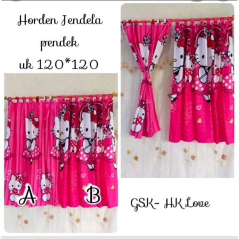Gorden Hellokitty Jendela Pendek Motif Korden Kamar Aestetik