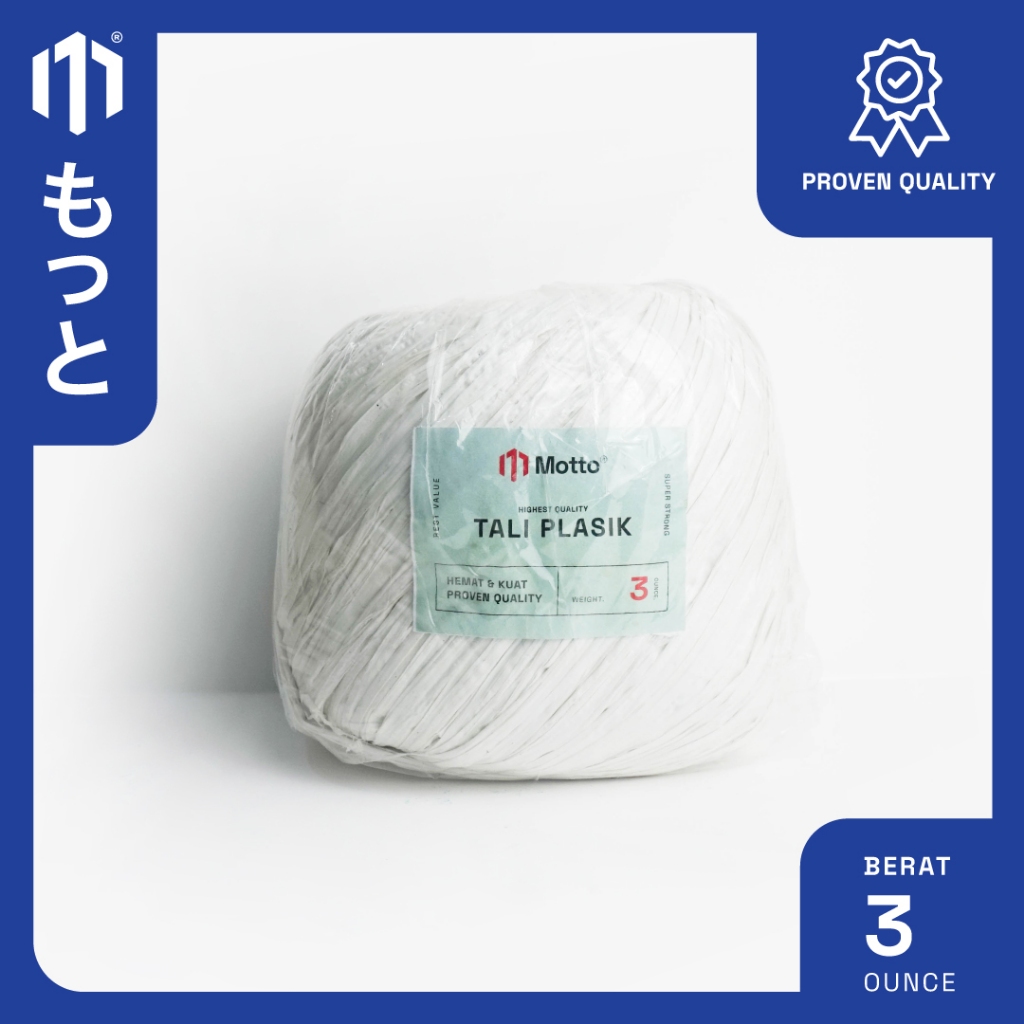

Tali Rafia 3 Ons / 300 Gram Warna Putih - Tali Plastik Motto