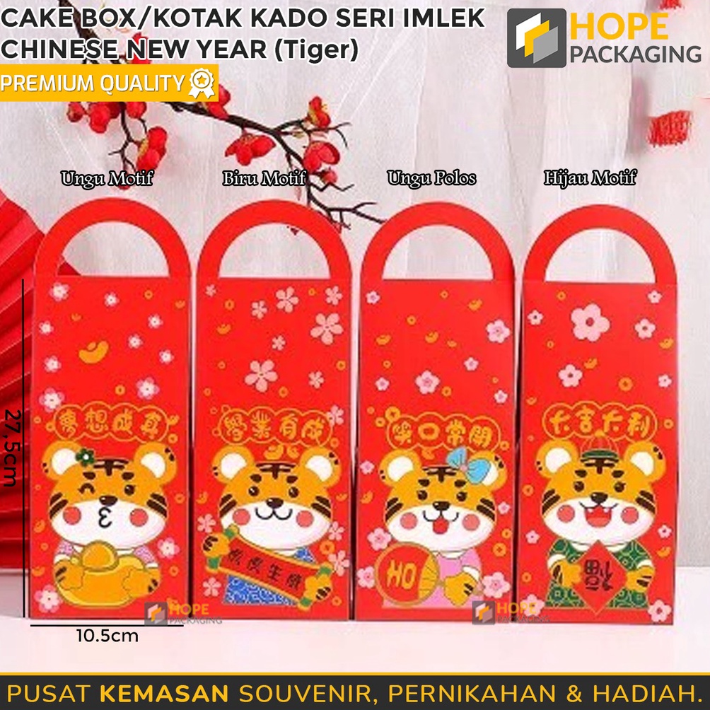 

TERLARISSS Cake Box Kemasan Edisi Imlek Motif Tiger Paper Bag Souvenir Bingkisan CNY Kantong Tas Kado Chinnese New Year