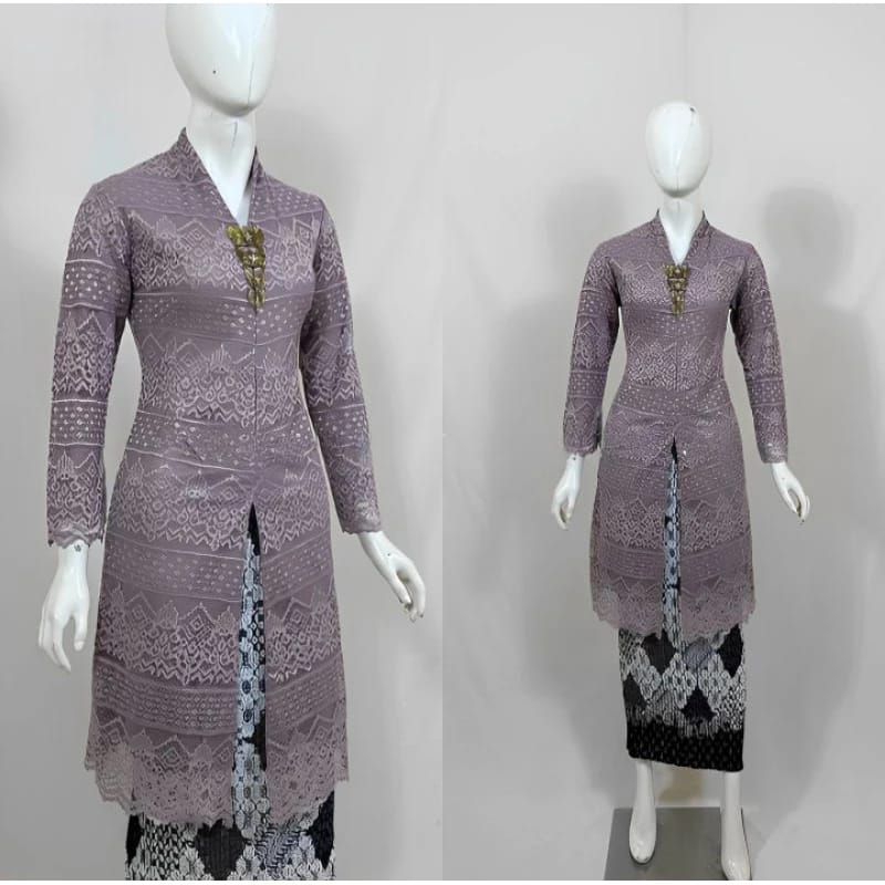 Setelan Kebaya Tunik Brukat Kurung Busui Kebaya Tunik Brokat Kancing Depan Kebaya Tunik Malika  Keba