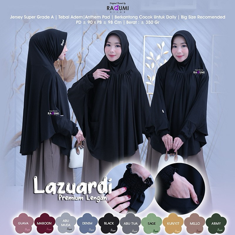 Lazuardi Premium Lengan By Raqumi Hijab Lengan Raqumi Bergo original Raqumi Lazuardi Raqumi