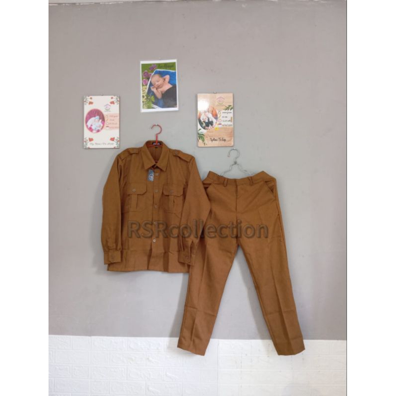 Setelan Seragam PNS Khaki Tua/Seragam PNS Khaki Muda Wanita/Seragam Kerja Guru Wanita/Seragam ASN