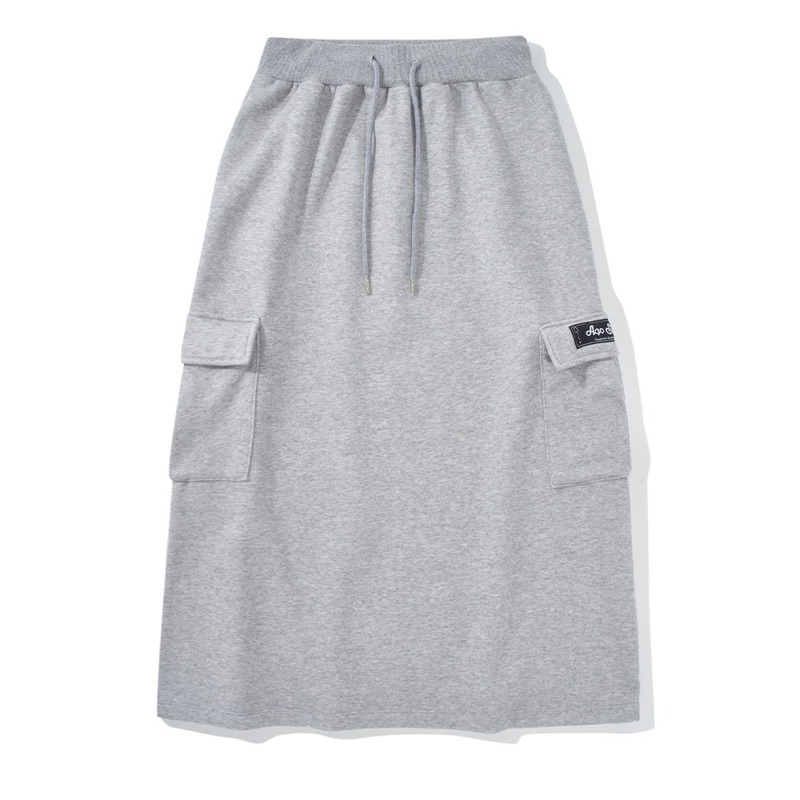 (PO KOREA) AQO STUDIO - AQO CARGO SWEAT LONG SKIRT GREY - ORIGINAL KOREA