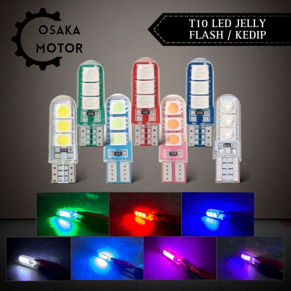 (2 Pcs) Lampu Led T10 Jelly KEDIP Lampu Sign Sein Kabin Kota Senja Lampu Led Cucuk T10 Bola Lampu Cu