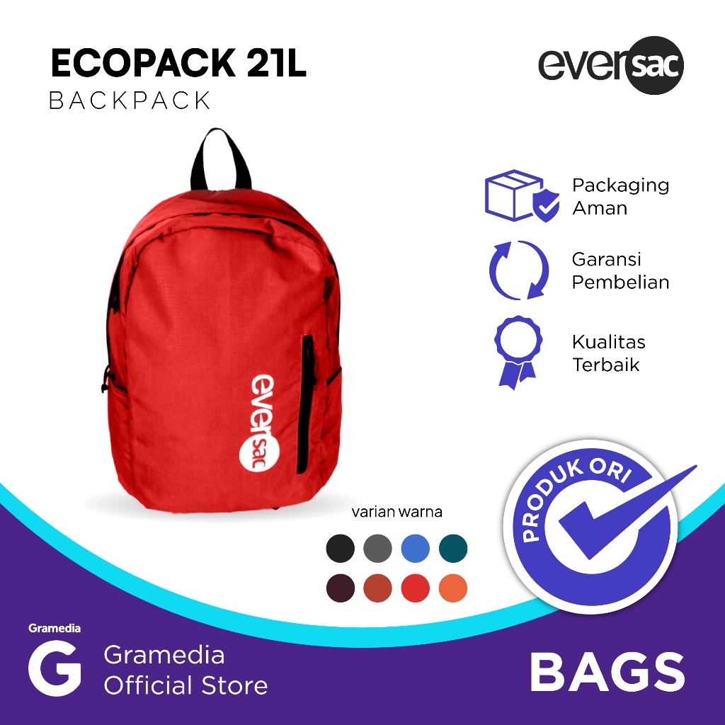 Backpack / Tas Ransel / Tas Sekolah Eversac Ecopack Red