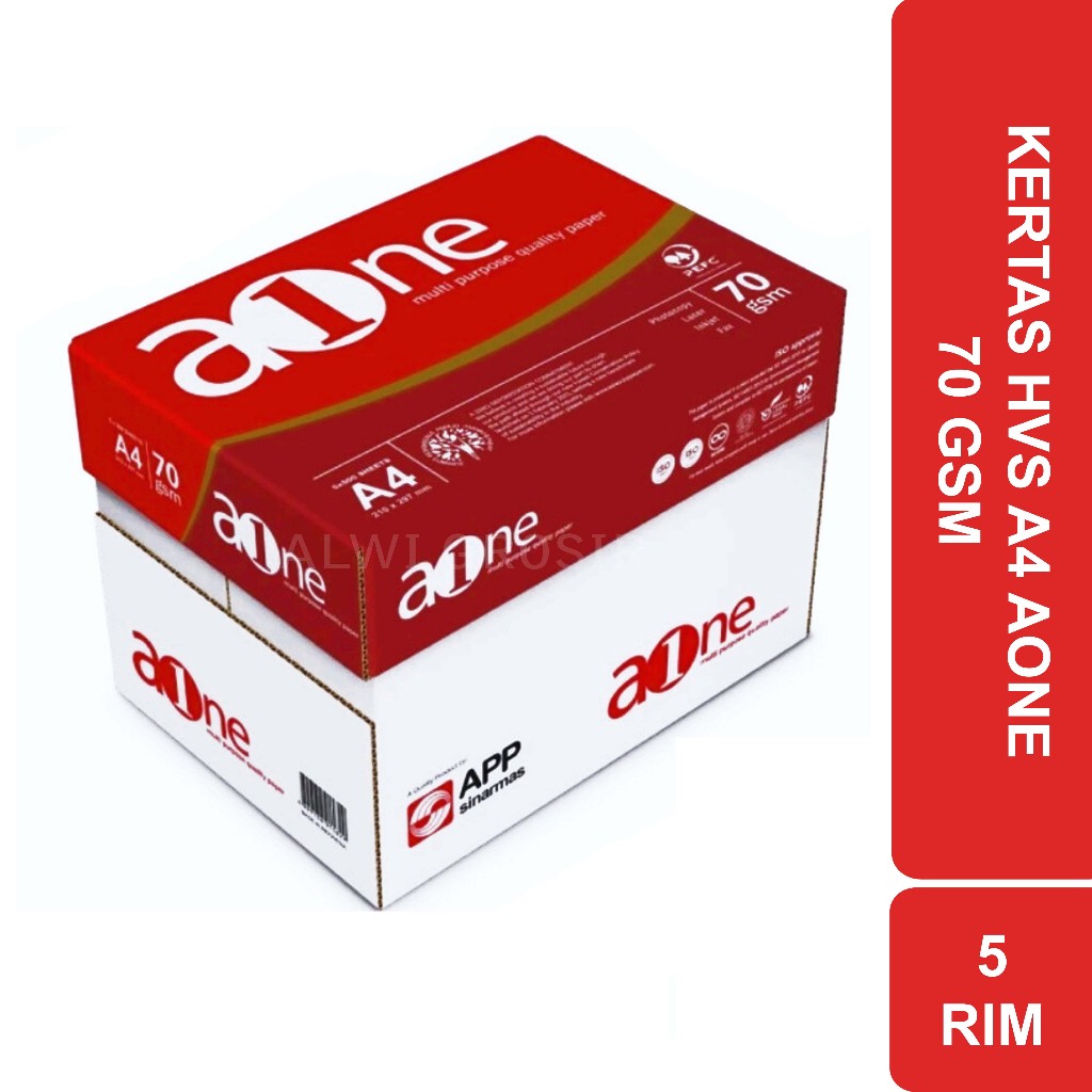 

KERTAS HVS A4 AONE 70 GSM (1 KOTAK = 5 RIM)